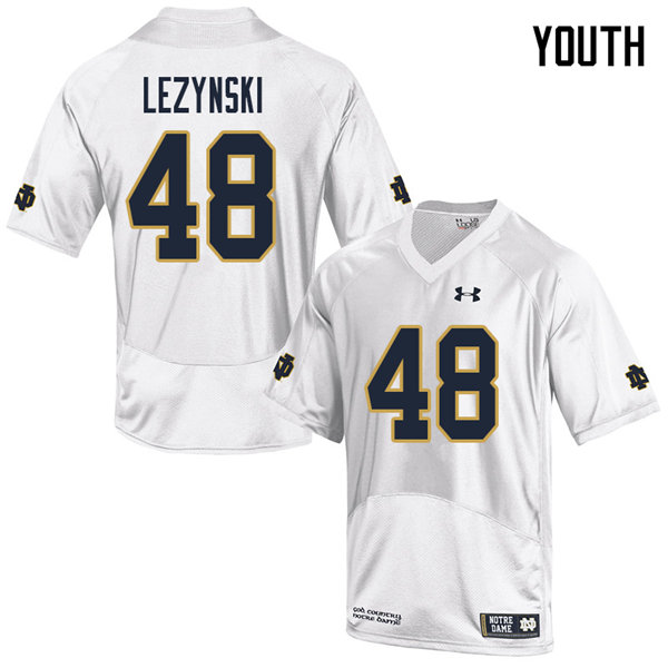 Youth #48 Xavier Lezynski Notre Dame Fighting Irish College Football Jerseys Sale-White
